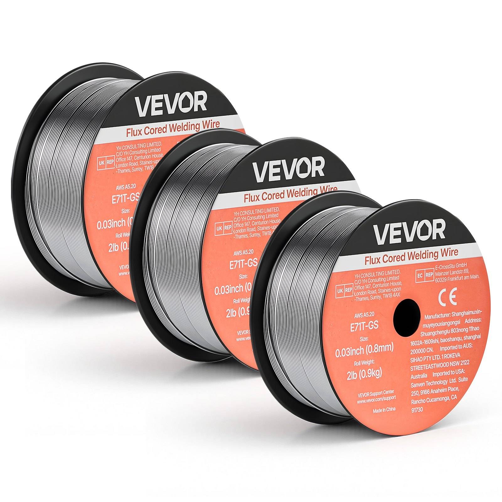 VEVOR Fülldraht 0,8 mm, MIG-Schweißdraht E71T-GS, 0,9 kg Gaslose Drahtrolle mit Geringer Spritzerbildung für Alle Schweißpositionen, Selbstschütz