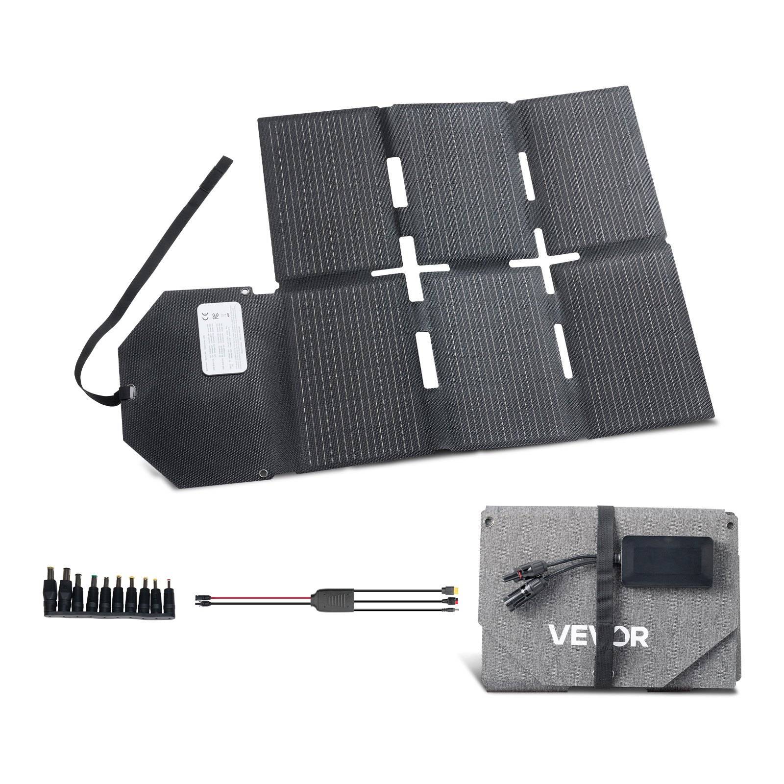 VEVOR Faltbares Solarpanel 60 W, 16BB N-Typ monokristallines Solarmodul mit 24 % Wirkungsgrad, Solarladegerät mit MC4-Ausgang, Typ-C-, USB-A-