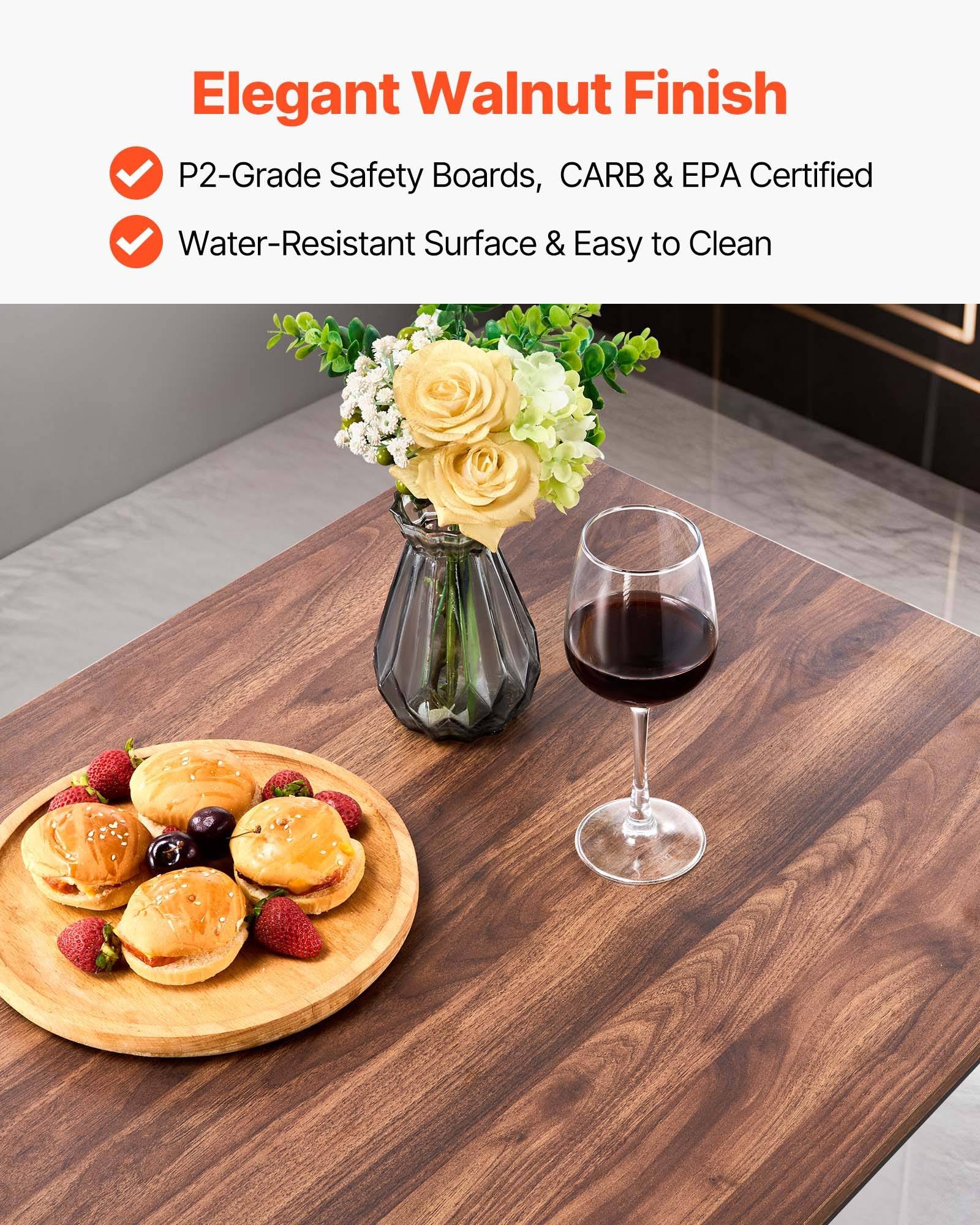 VEVOR Bartisch-Set (5-tlg.) mit 4 Barstühlen &amp; abgerundeten Kanten, rechteckiger Kneipentisch Stehtisch (1200 x 600 x 915 mm), Bistrotisch Esstisch