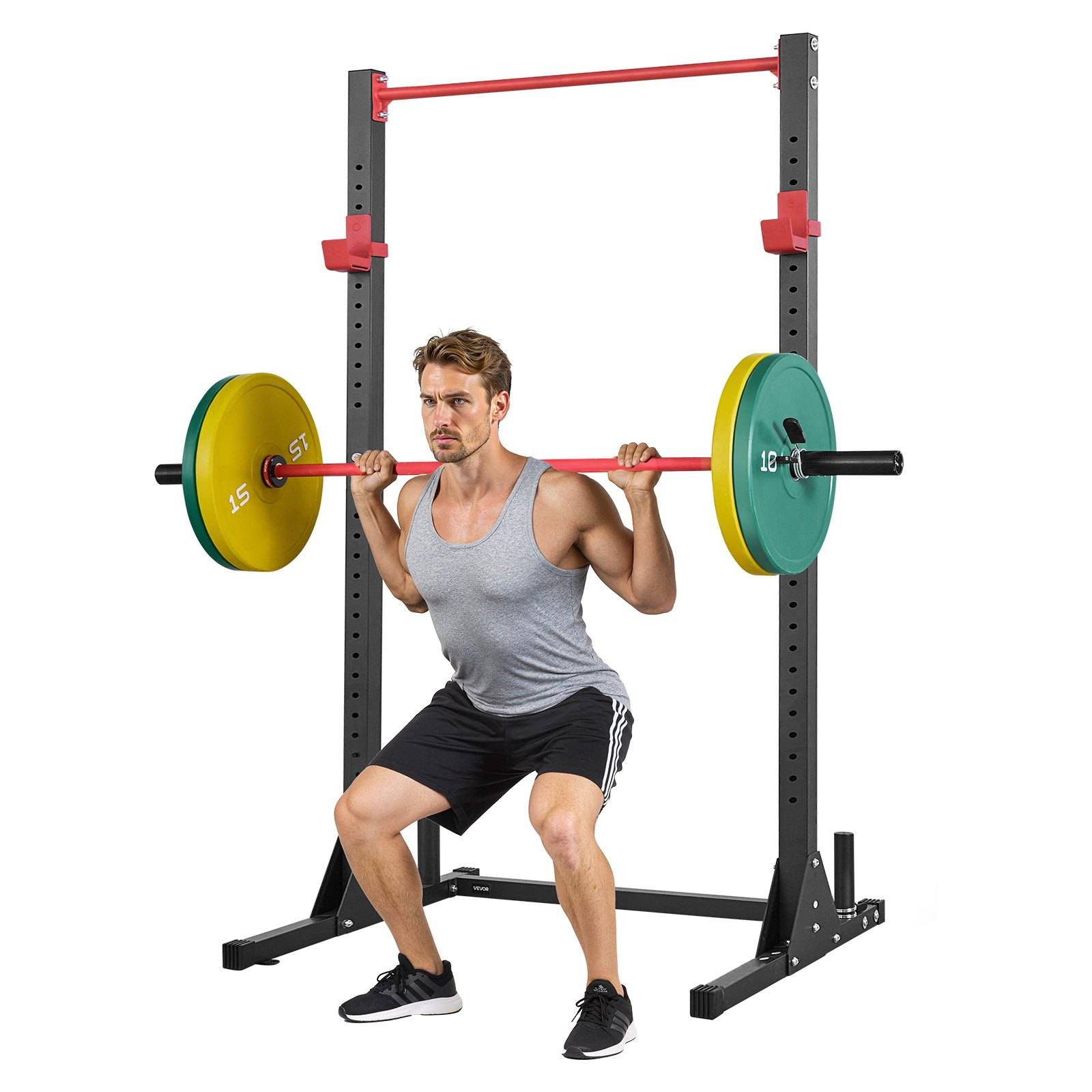 VEVOR Power Rack 362,87 kg Belastbar, multifunktionales Squat Rack für Heimfitnessstudio, Krafttrainingsgerät mit 28-fach verstellbaren J-Haken für