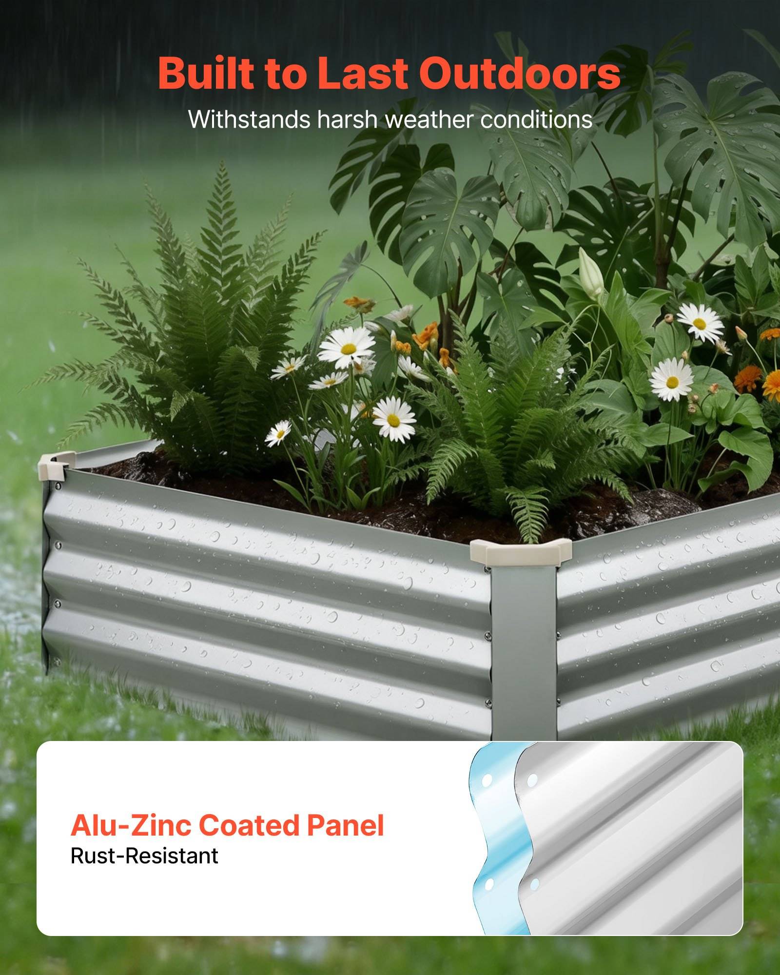 VEVOR Hochbeet Metall 2er-Pack 180x90x30 cm, Rechteckiges Gartenbeet, Pflanzkasten-Set für Außenbereich, Gemüsebeet mit Handschuhen, Blumenbeet Bod