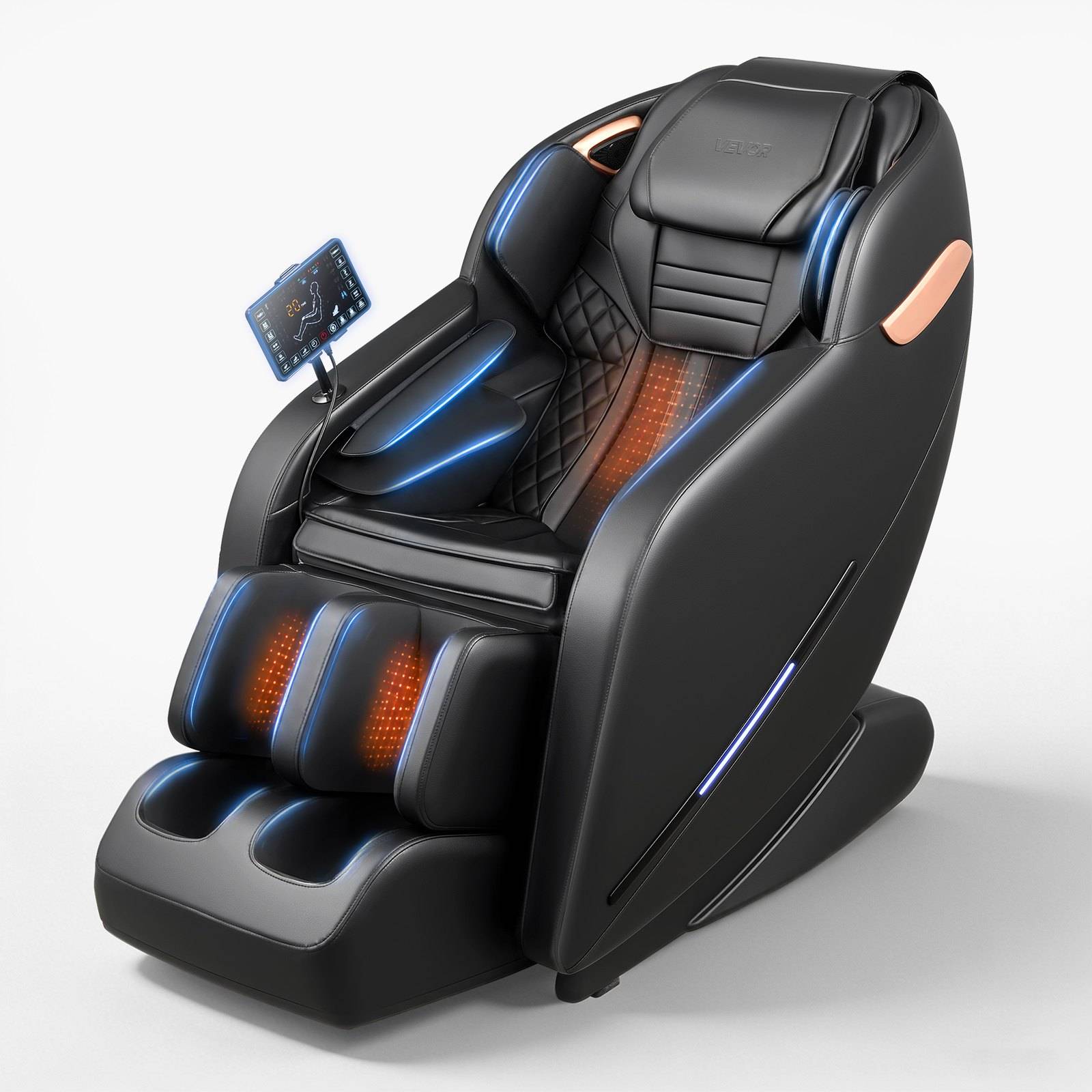 VEVOR Massagesessel, 3D-Zero-Gravity-Relaxsessel mit Ausziehbarer Fußstütze, Automatikprogrammen, Airbags, Heizfunktion für Taille & Beine, Bluetoo