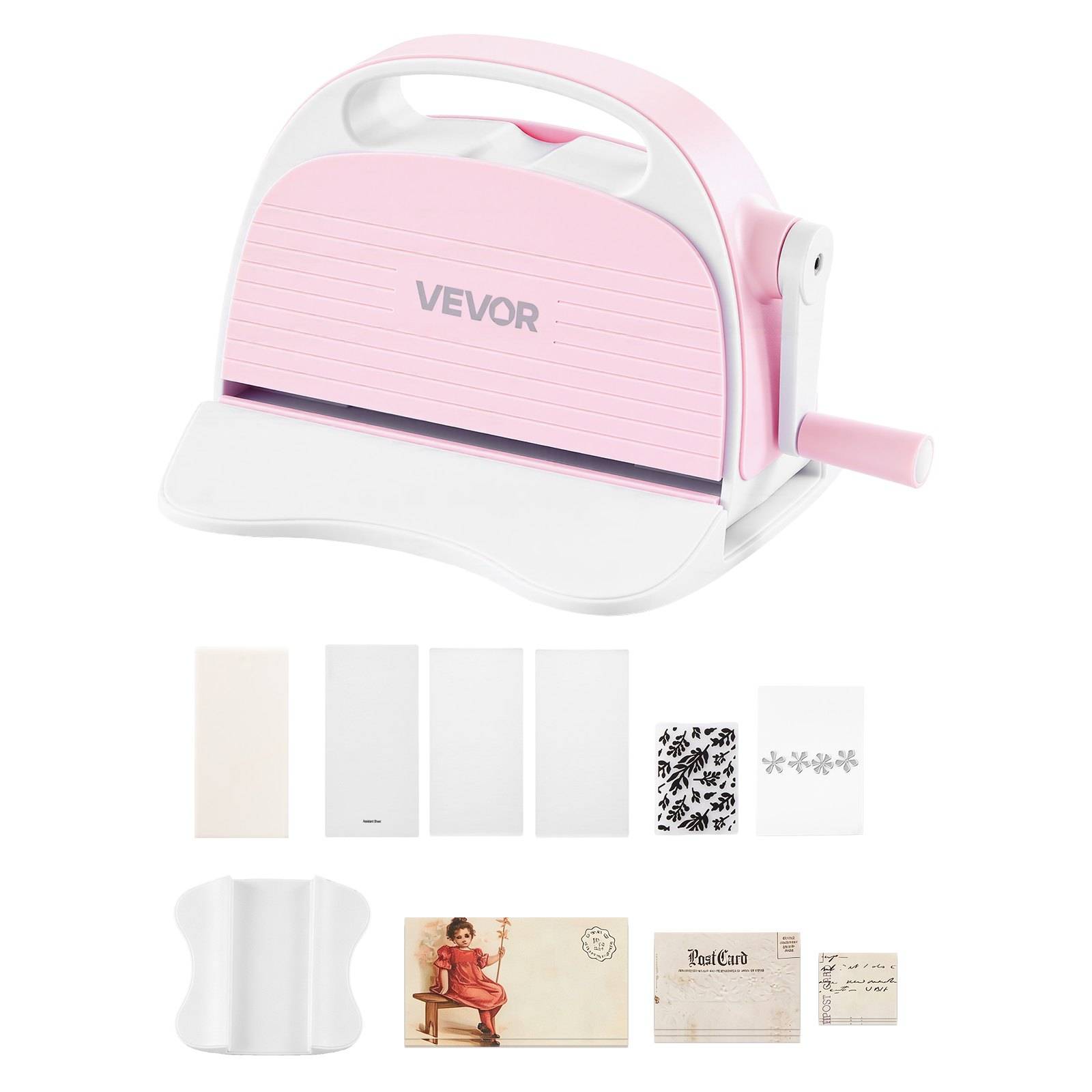 VEVOR Manuelle Stanz- & Prägemaschine-Set, 76 mm Schnittbreite, Inkl. Stanzformen, Prägefoldern, Papierbögen, Schneideplatten, für Scrapbooking,