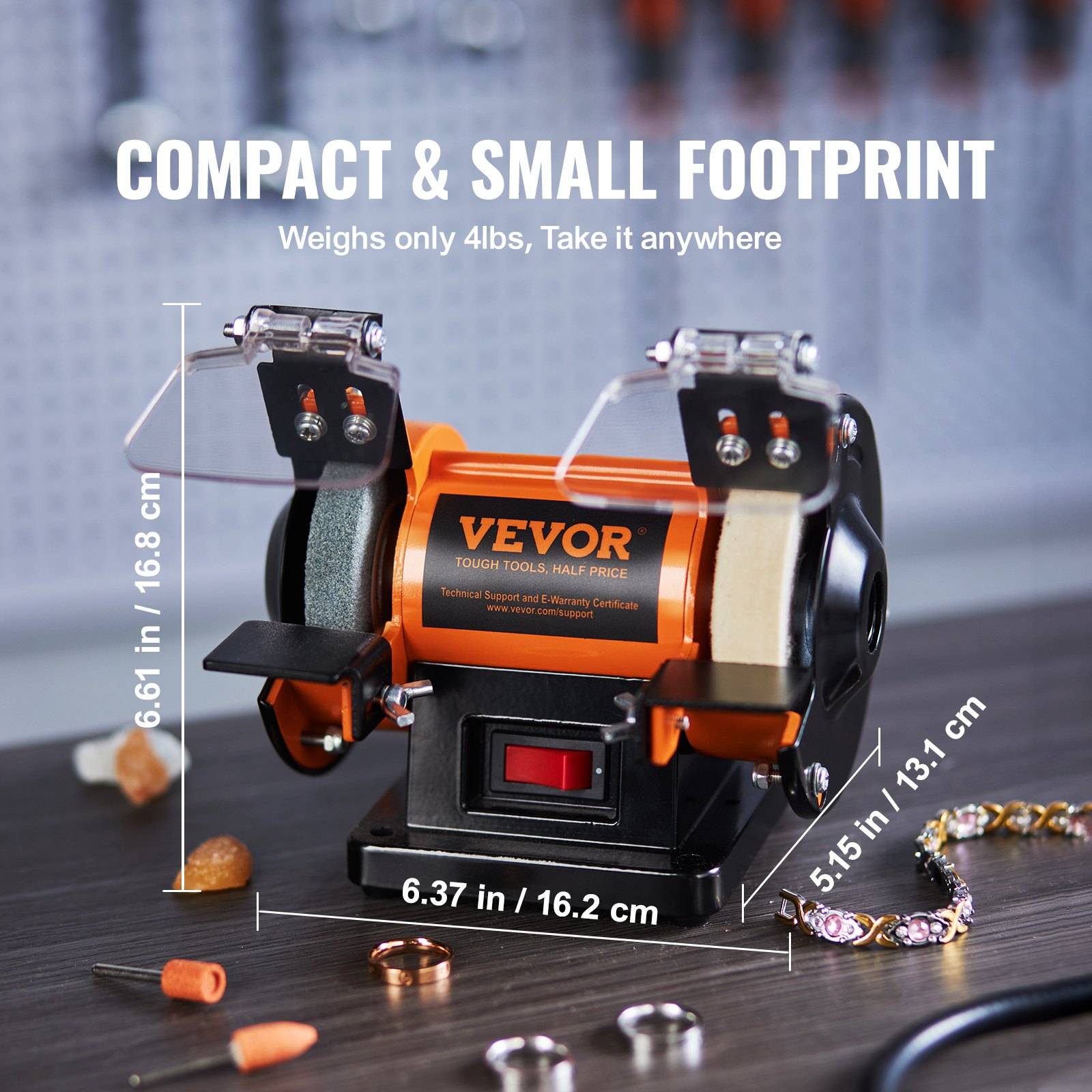 VEVOR Doppelschleifer Doppelschleifmaschine 3590 RPM 150 mm, 50 W Profi Schleifmaschine Schleifbock mit Spritzschutz inkl. 3 Polierscheiben