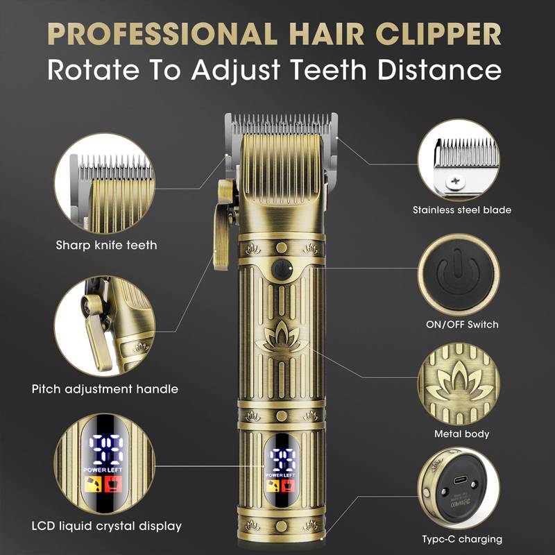 Professionelle goldene Haarschneidemaschine mit „Drehen zum Anpassen des Zahnabstands