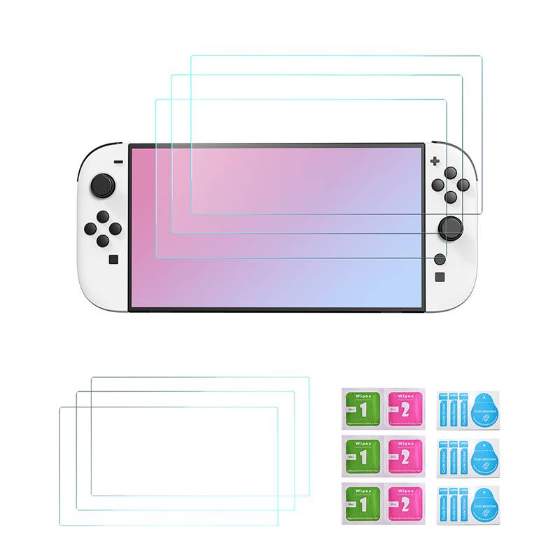 Diagramm eines Bildschirm-Layouts für eine tragbare Spielkonsole mit mehreren überlagerten transparenten Bildschirmrechtecken und einem Satz wiederverwendbarer Symbol-/Schaltflächenkacheln darunter.