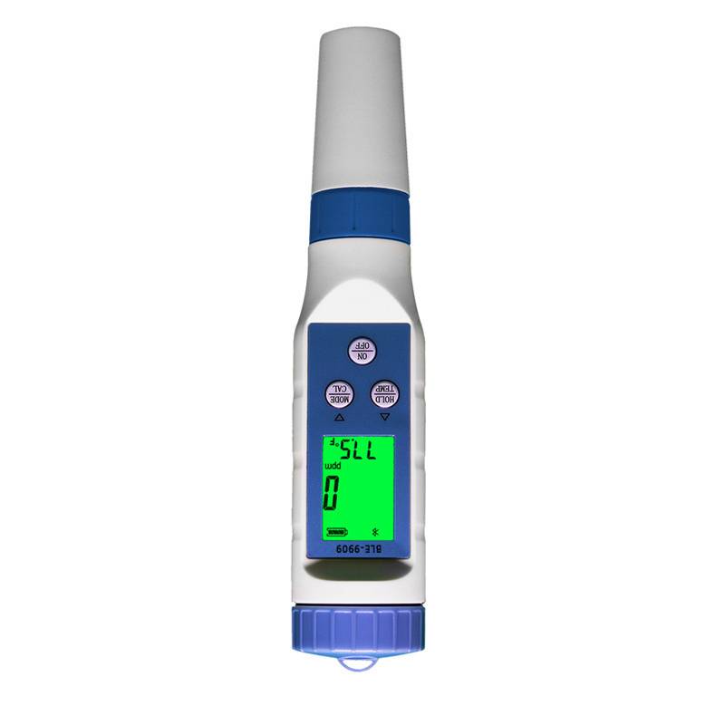 Digitales tragbares Thermometer mit grünem LCD-Display, das '32,1' und '0' anzeigt, wahrscheinlich zur Temperaturmessung.