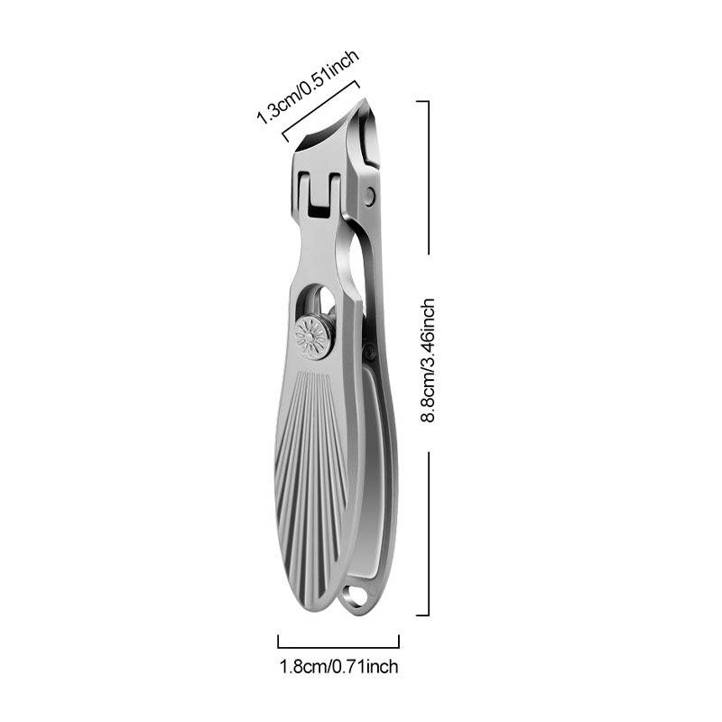 Silbernes Taschenmesser mit Klappmechanismus, dargestellt mit Abmessungen: 8,8 cm lang, 1,8 cm breit und 1,3 cm Klingenbreite.