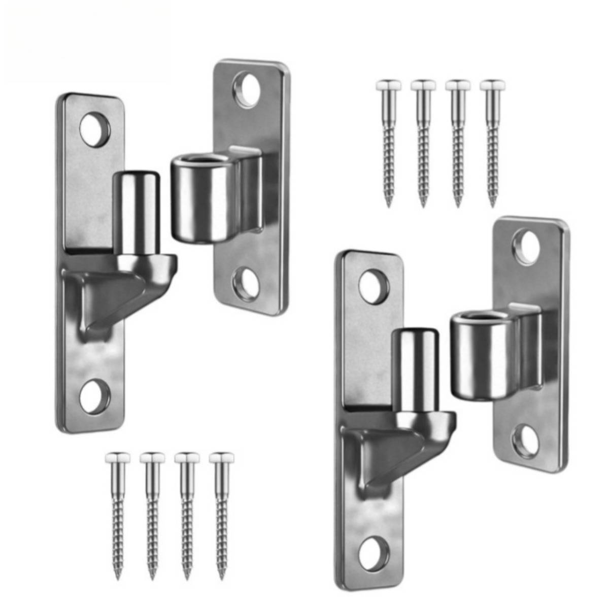 Zwei Metallscharnier-Verschlusssätze mit Schrauben, gezeigt als Beschlagteile für eine Tür oder ein Schrank.
