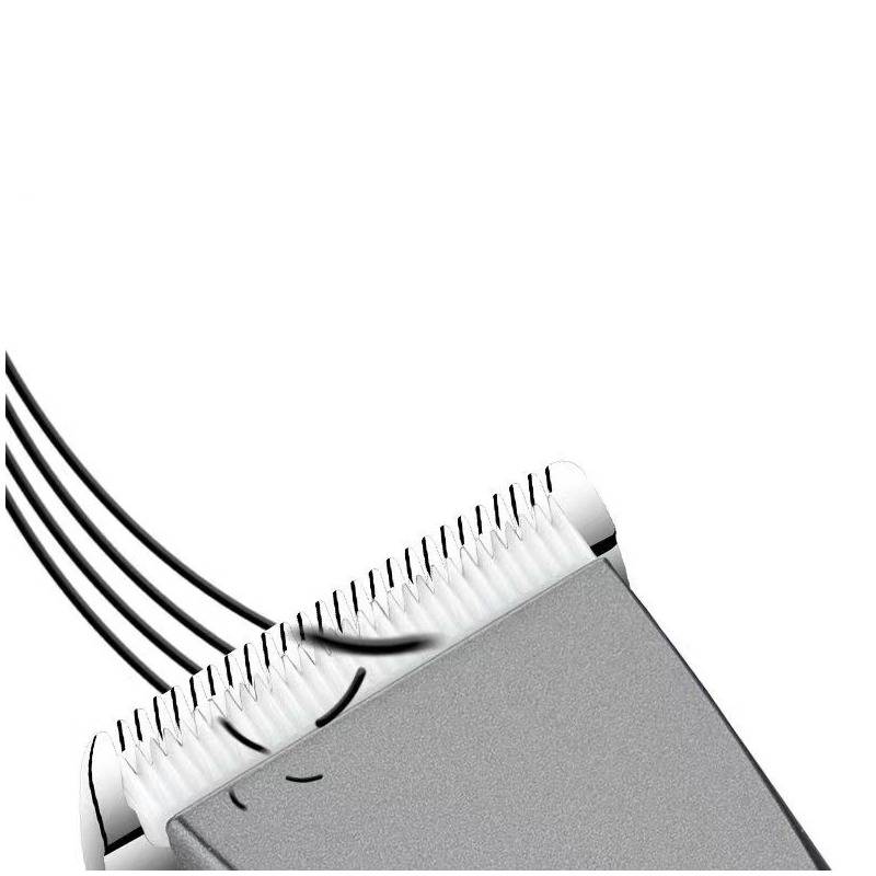 Nahaufnahme eines Flachbandkabelsteckers mit mehreren schwarzen Drähten, die in einen weißen Stecker auf einem grauen Gerätgehäuse eingeführt sind.