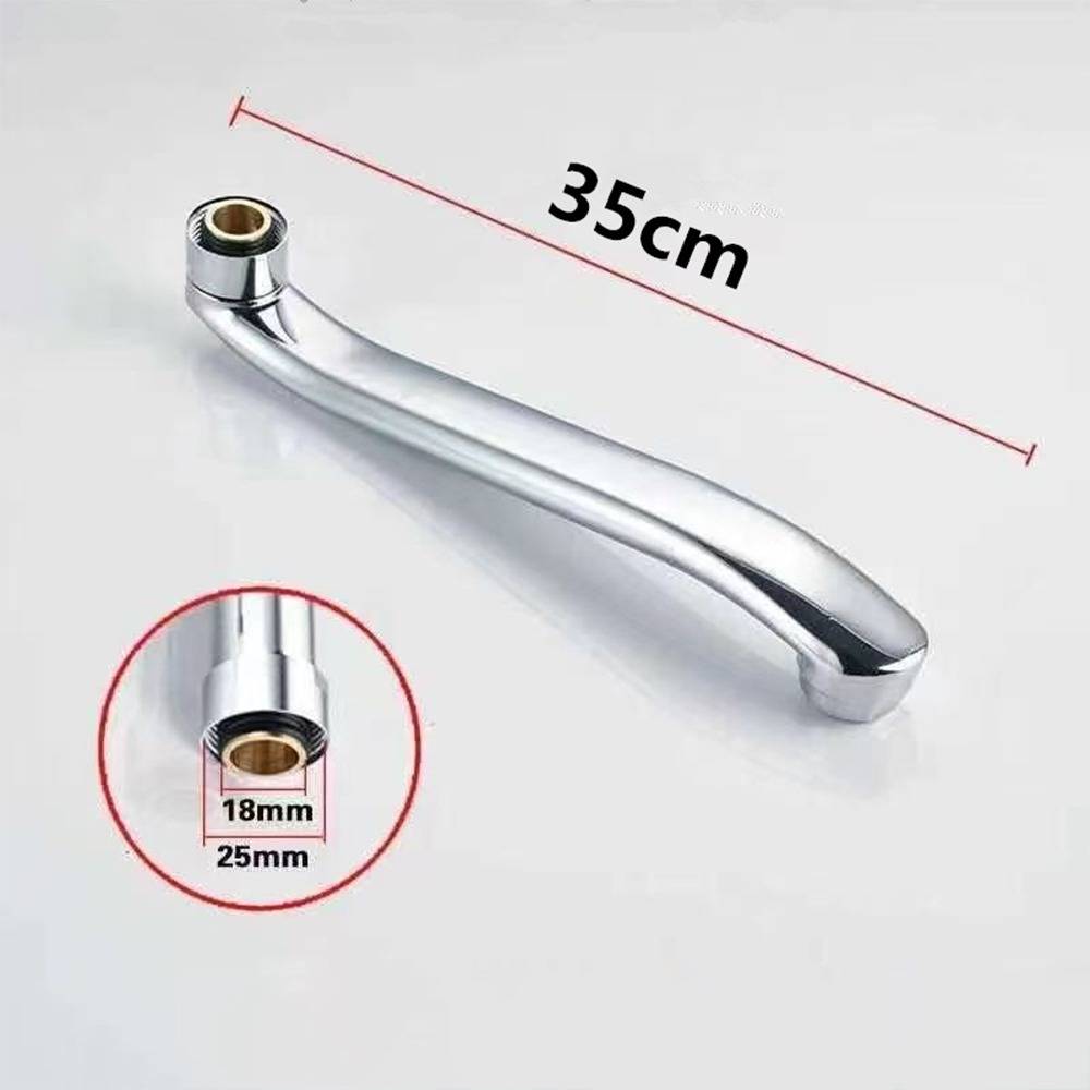 Chromgriff mit einer Länge von 35 cm und eingefügter Nahaufnahme der mit 18 mm und 25 mm beschrifteten Befestigungslöcher.