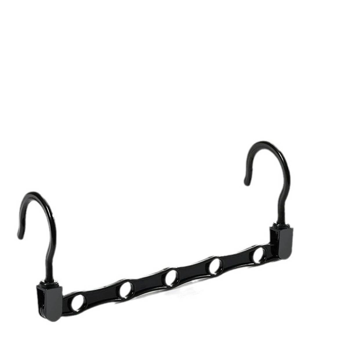 Schwarze Mehrfach-Aufhängeleiste mit zwei gebogenen Haken zum Aufhängen von Kleidung oder Accessoires