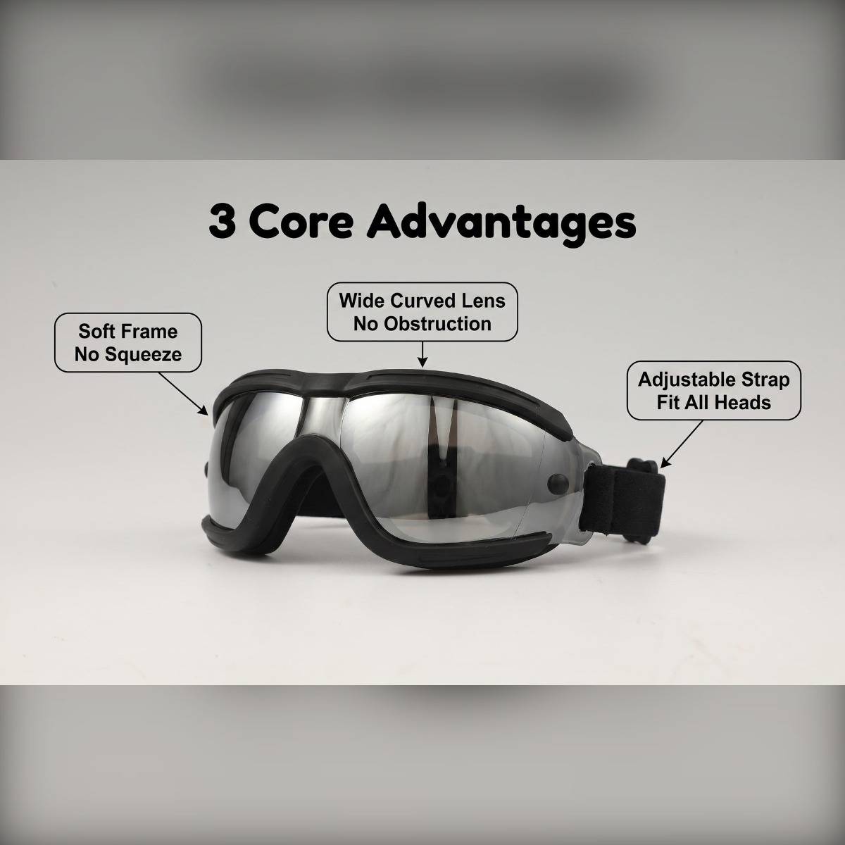 Schutzbrille mit der Kennzeichnung „3 Kernvorteile