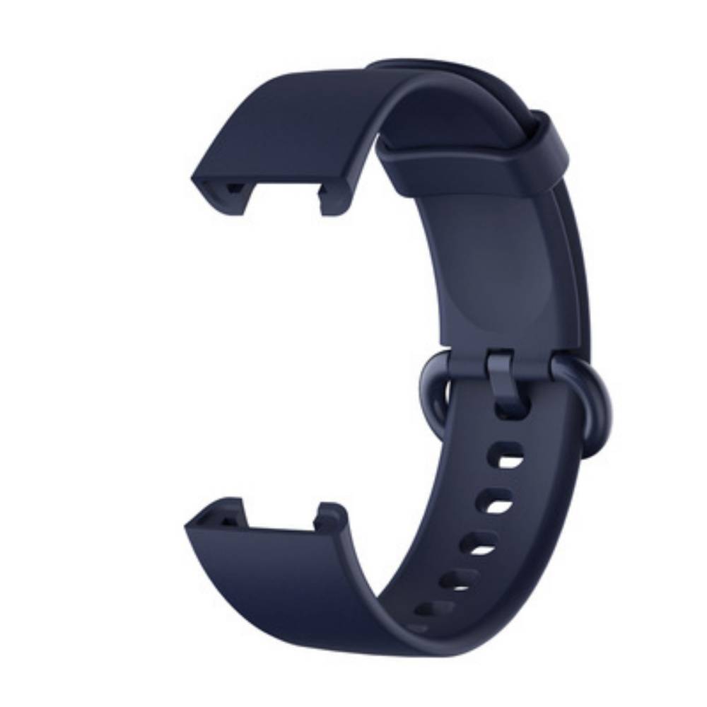 Dunkelblaues Smartwatch-Armband mit offener Schließe, isoliert auf weißem Hintergrund dargestellt.