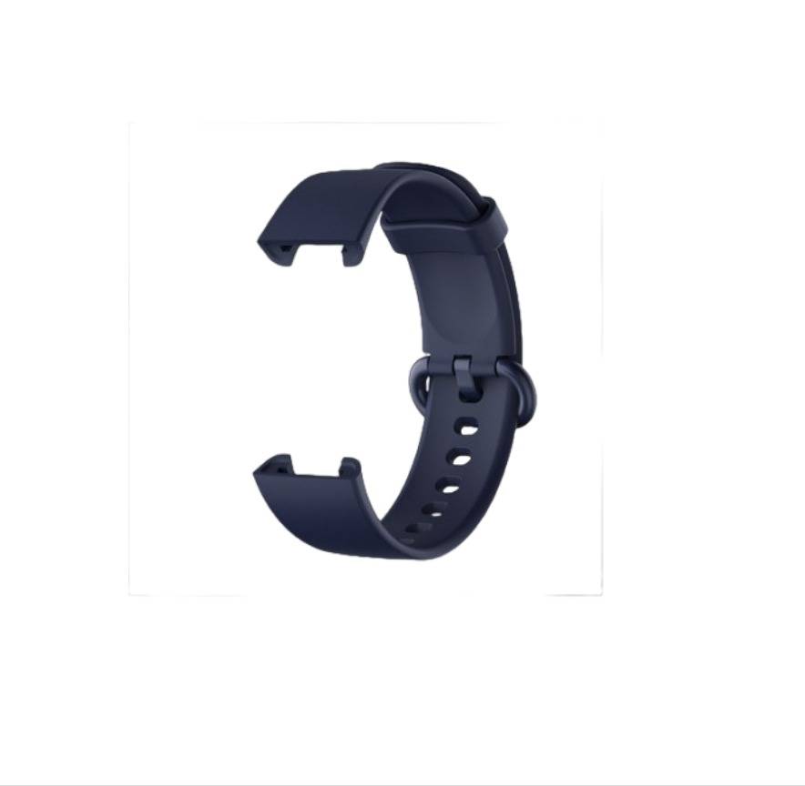 Dunkelblaues Silikon-Uhrenarmband mit verstellbaren Löchern, isoliert auf weißem Hintergrund dargestellt.