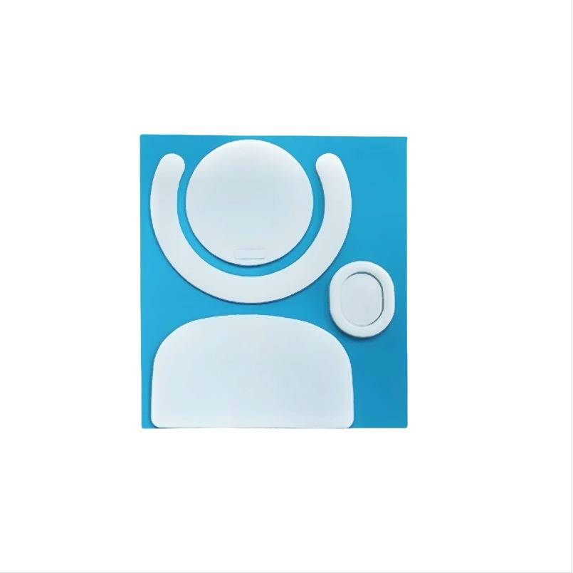 Blaues Quadratsymbol mit vereinfachter weißer Personensilhouette mit rundem Kopf, gekrümmten Armen und Oberkörper sowie einem kleinen runden Seitendetail.