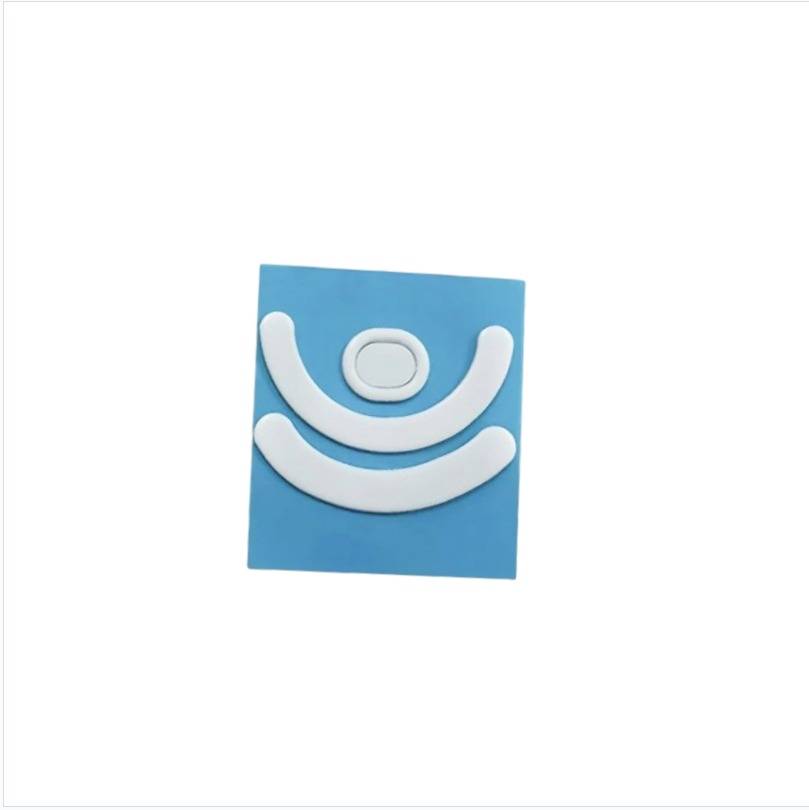 Blaues Quadrat-Symbol mit einem weißen abstrakten Personensymbol oder Lächeln-Symbol in der Mitte auf einem einfachen weißen Hintergrund.