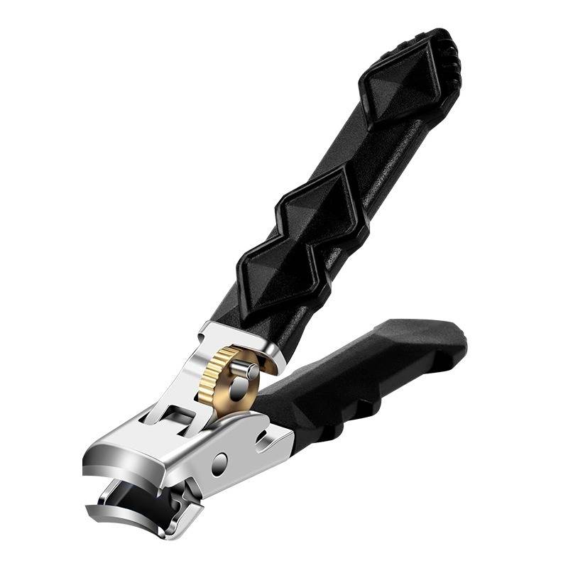 Schwarzer verstellbarer Handgriffstärker mit Metallfedermechanismus und gummierten Griffen auf weißem Hintergrund.