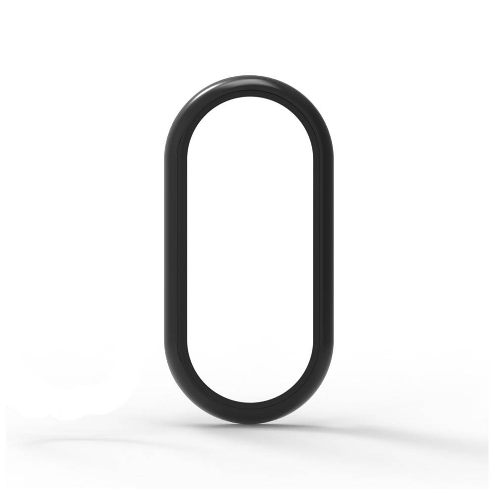 Ein schwarzer vertikaler ovaler Ring oder pillenförmige Schleife, zentriert auf weißem Hintergrund.