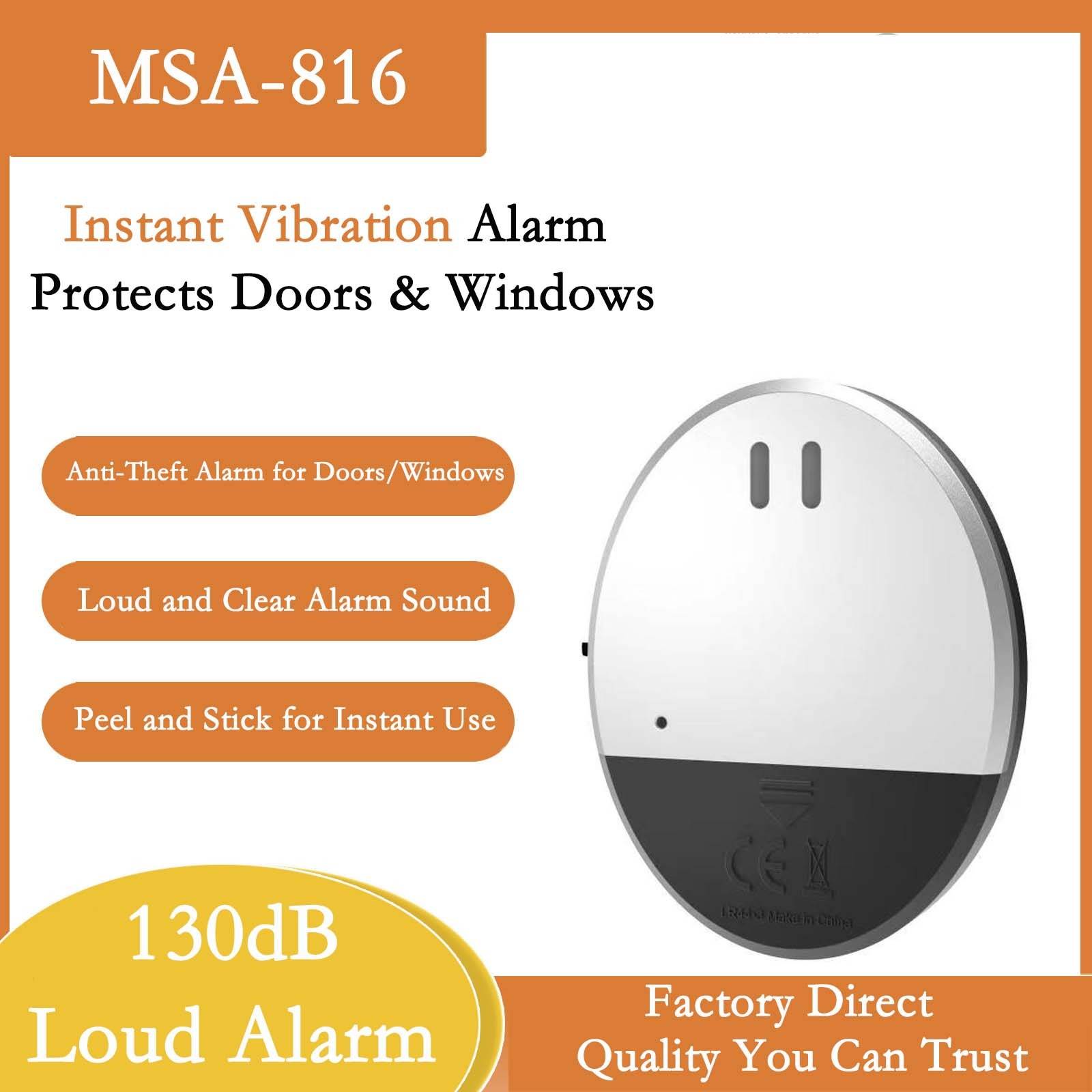 MSA-816 Sofort-Vibrationsalarm für Türen und Fenster, mit lautem 130-dB-Alarm, Aufkleben-Installation und werksgerechter Qualität.