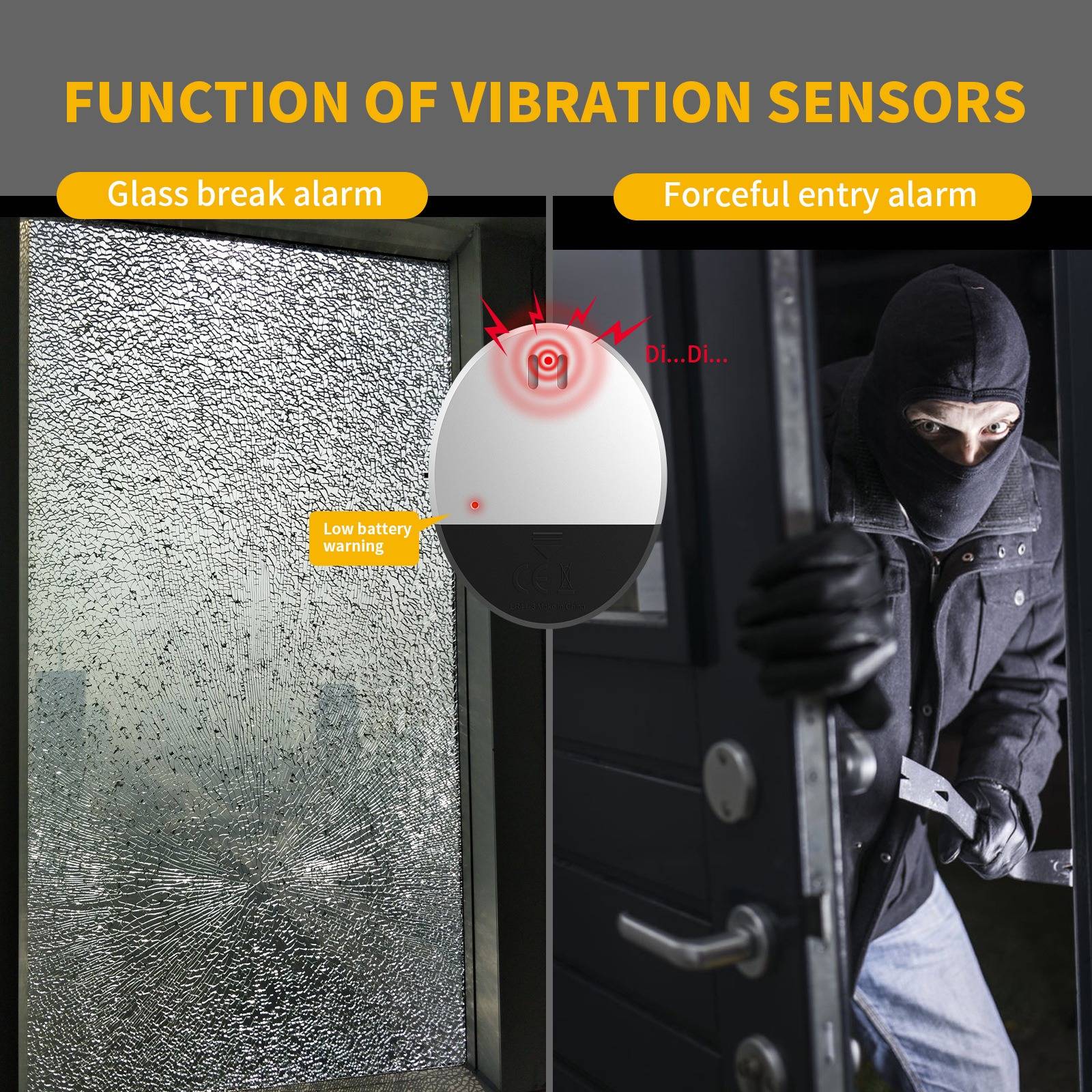 Infografik mit dem Titel „Funktion von Vibrationssensoren