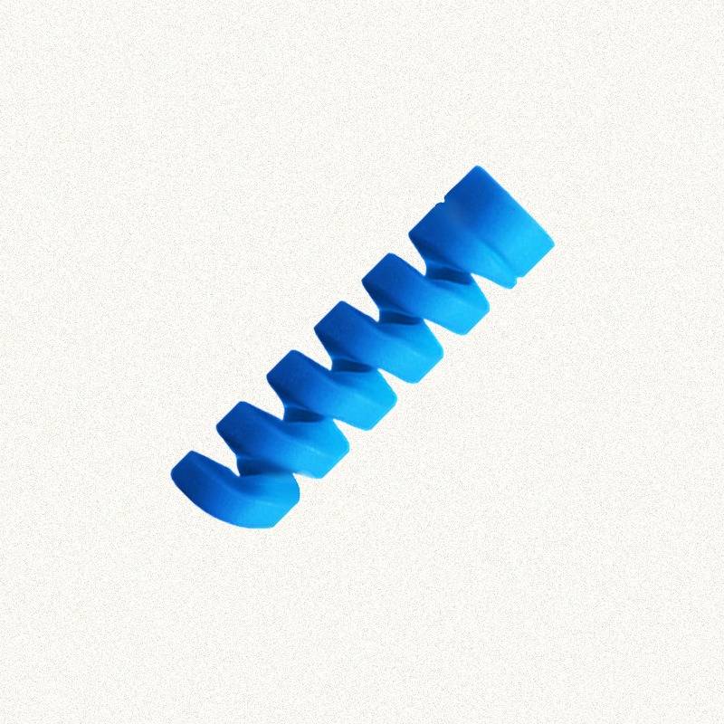 Blaues 3D-bandartig wirkendes Spiral- oder verdrehtes Band, zentriert auf hellem Hintergrund