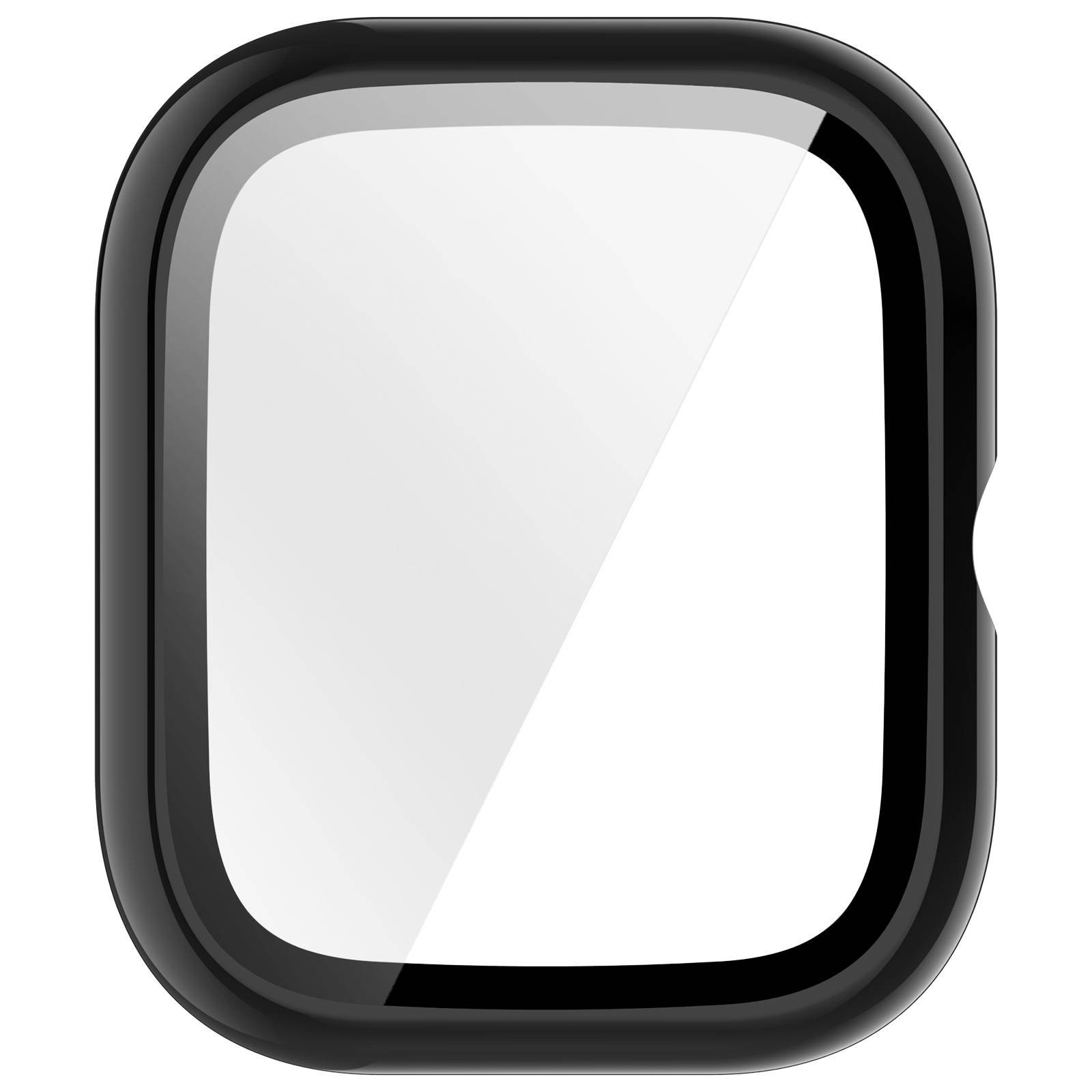 Schwarzes abgerundetes Quadrat-Symbol mit glänzendem weißem Mittelpunkt, ähnlich einem leeren App-Button oder Touchscreen-Rahmen.