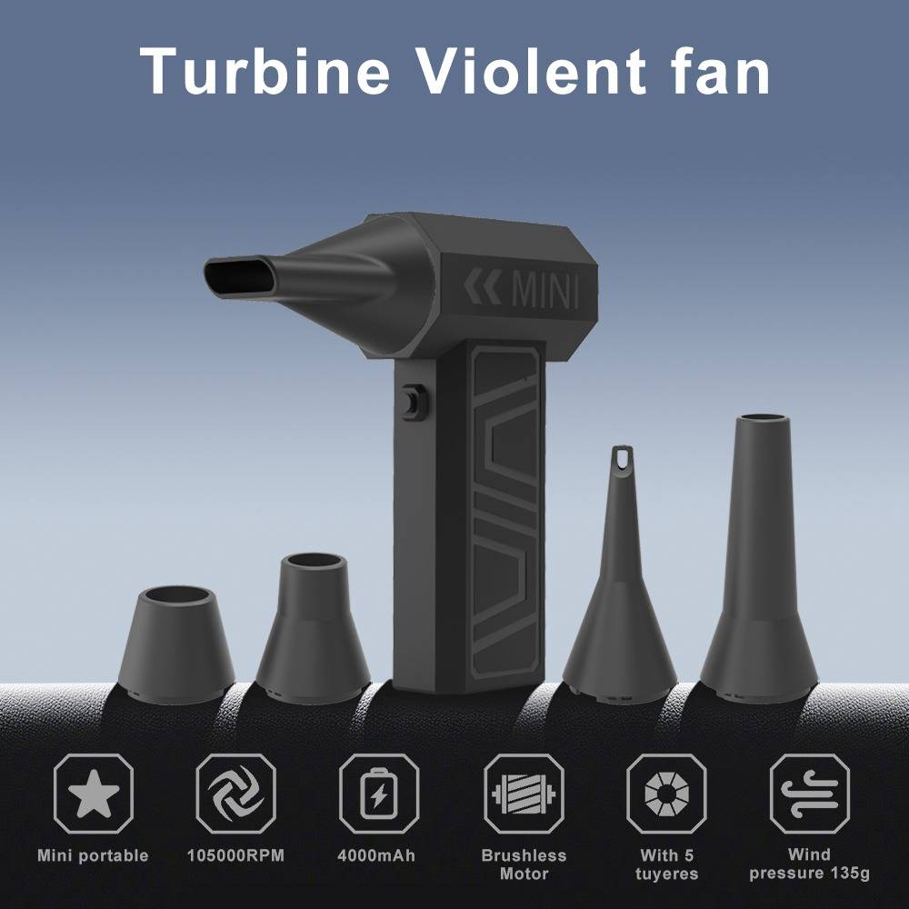 Produktbild eines schwarzen tragbaren „Turbine Violent Fan