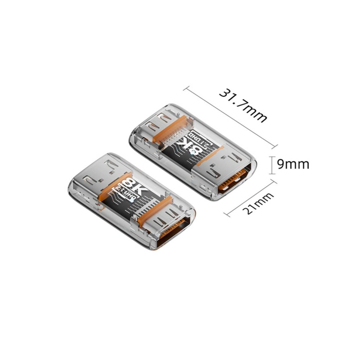 Zwei transparente rechteckige elektronische Module mit den Abmessungen 31,7 mm x 21 mm x 9 mm.