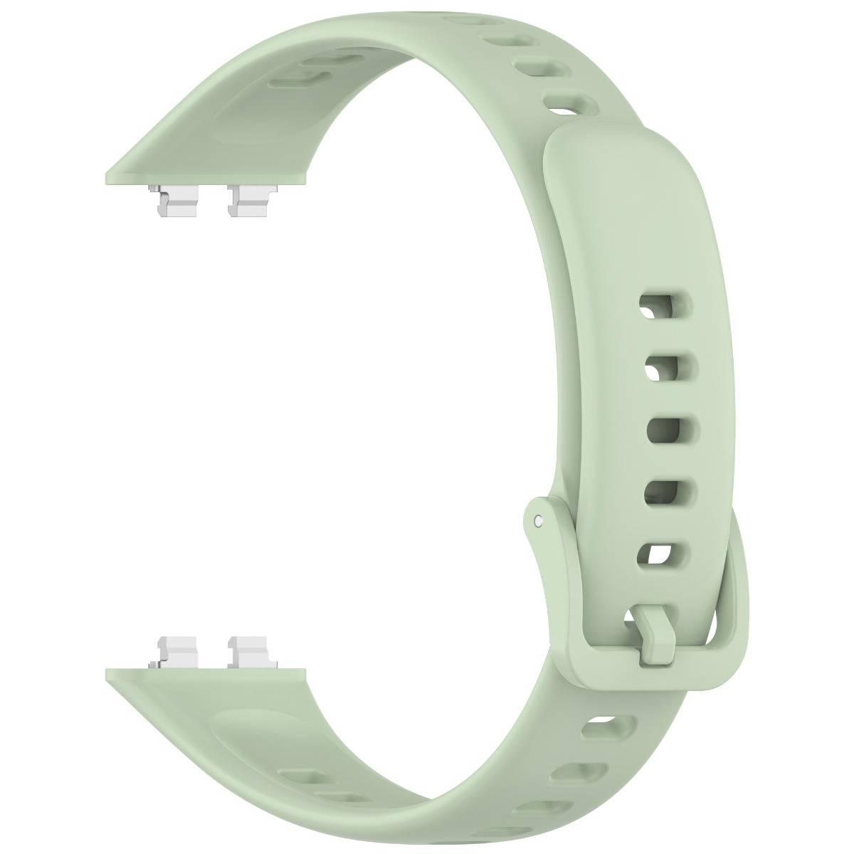Minzgrünes Silikon-Uhrenarmband mit verstellbarer Schnallenschließe, isoliert auf weißem Hintergrund dargestellt.