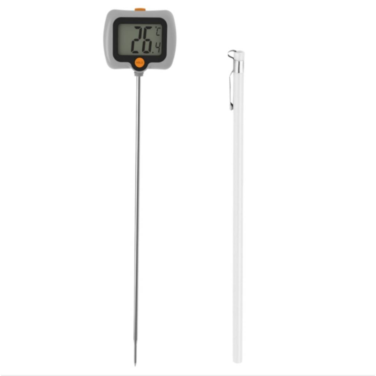 Digitales Thermometer mit Messfühler zeigt 26,4°C an, mit Edelstahlfühler und weißer Schutzkappe.