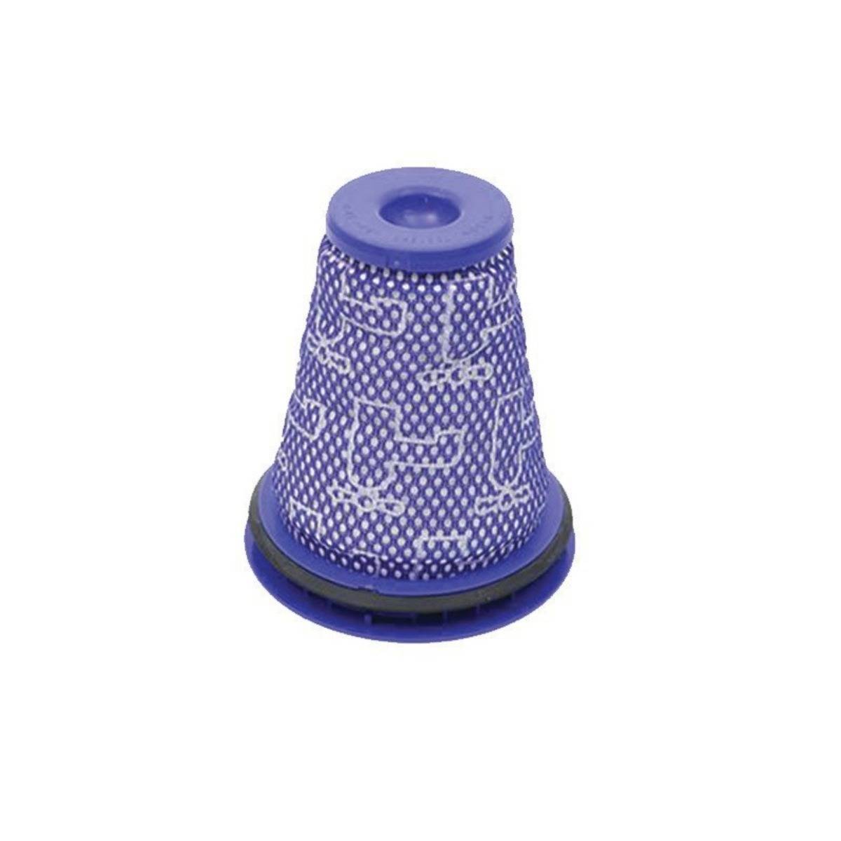 Violetter Mesh-Staubsaugerfilter mit Gummibasis, isoliert auf weißem Hintergrund dargestellt.