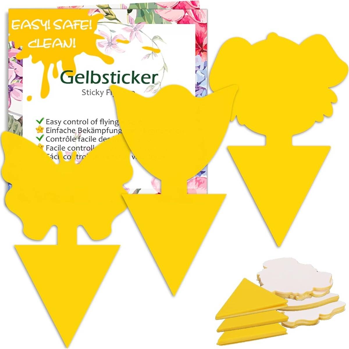 Gelbe dekorative Haftnotizen-Formen und ein teilweise sichtbares „Gelbsticker