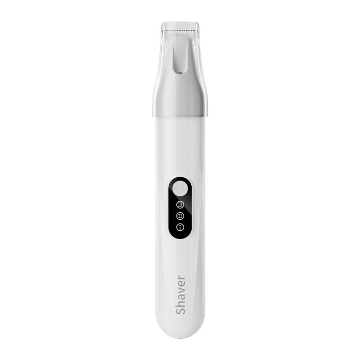 Wiederaufladbarer kabelloser Haustier-Trimmer mit LED, leiser 3-Stufen-Motor und breiter abgerundeter Klinge für Katzen und Hunde White