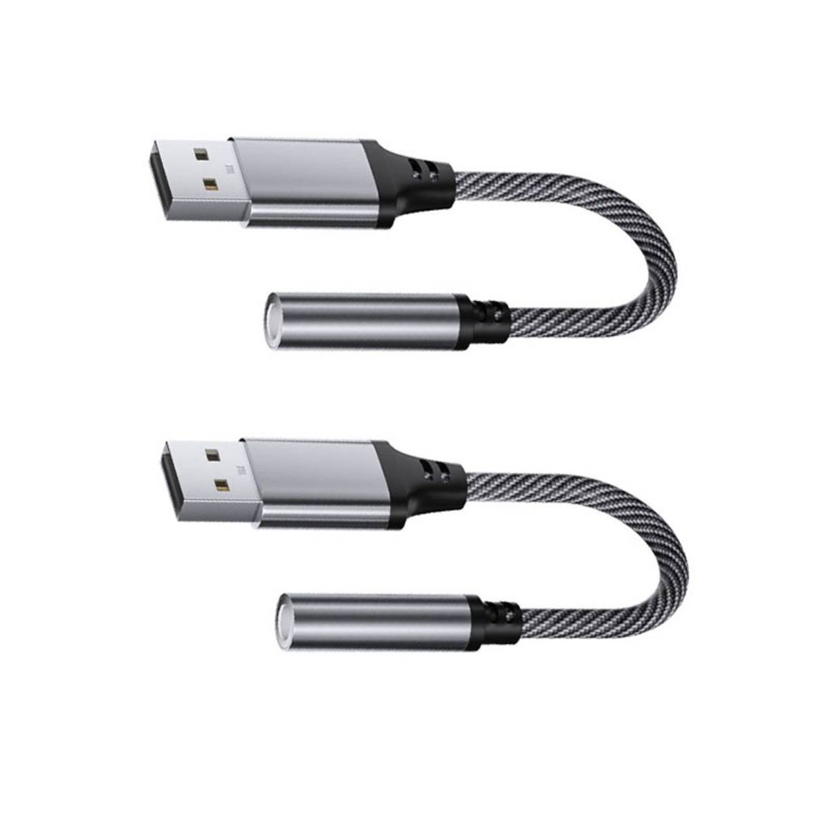 Zwei geflochtene USB-Ladekabel mit Metallsteckern, gezeigt in zwei ähnlichen Produktansichten auf weißem Hintergrund.