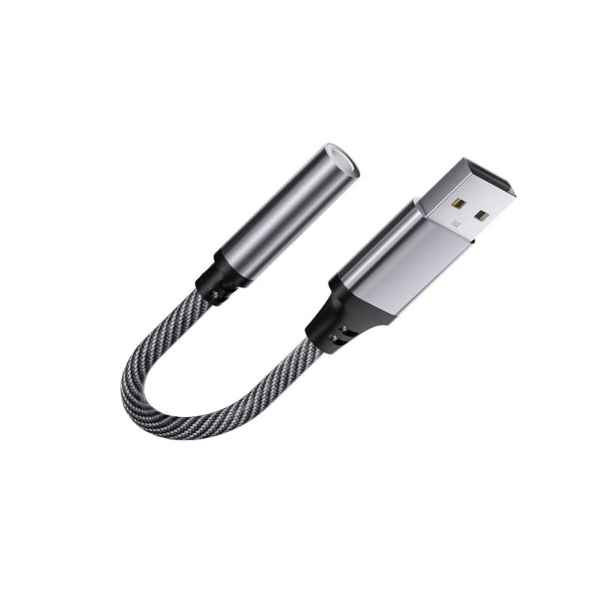 Geflochtenes USB-Ladekabel mit USB-A-Stecker und zylindrischem Magnetstecker.