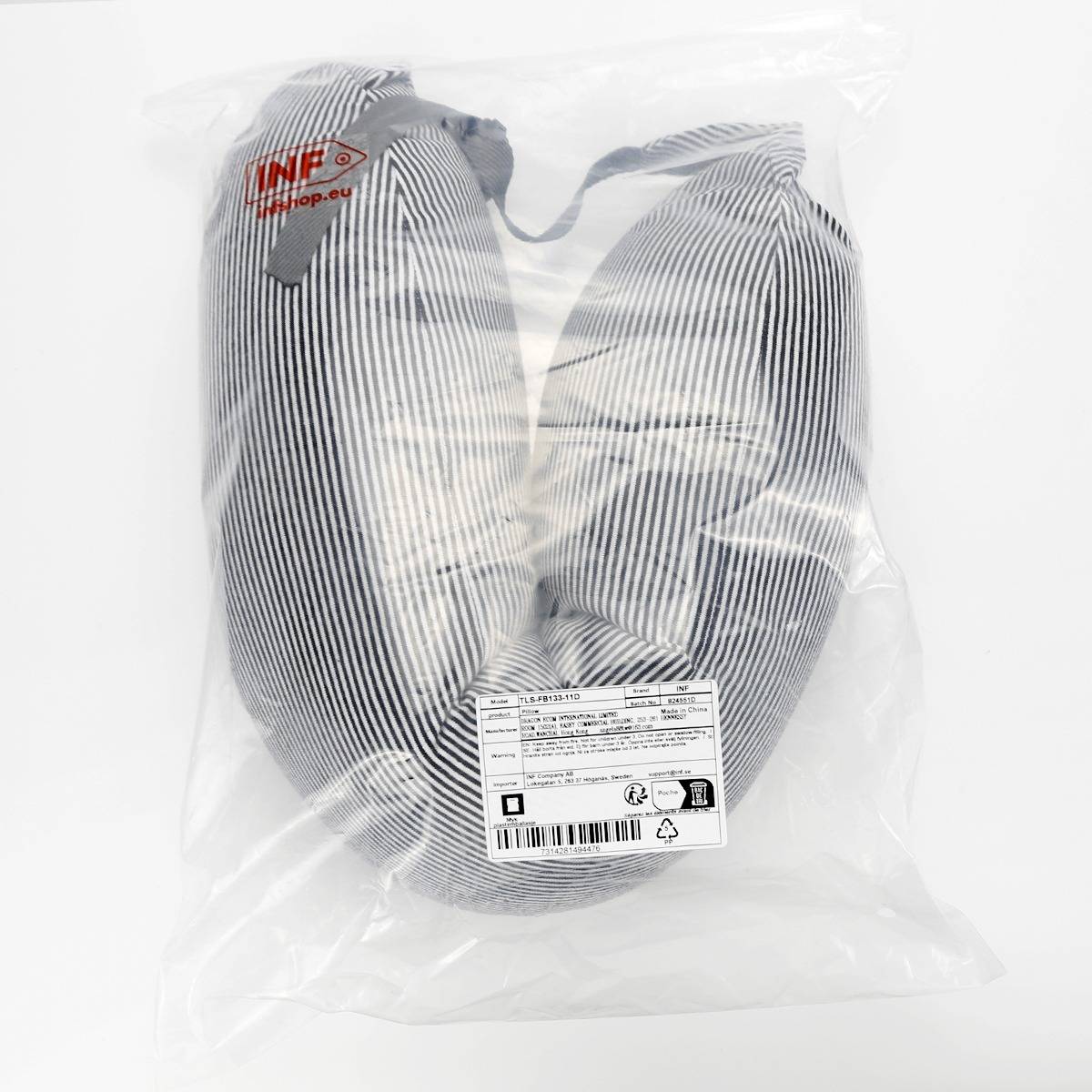 U-förmiges Nackenkissen – gestrickter Baumwollbezug mit Polystyrol-Mikrokügelchen, atmungsaktives ergonomisches Reisekissen, abnehmbarer waschbare