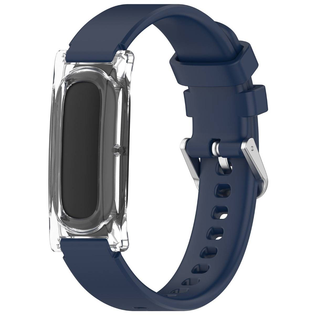 Split DIY Silikon+PC Schutzhülle und Pin-Buckle Armband – Anpassbar, schützend, kompatibel mit Google Fitbit Air Dark Blue
