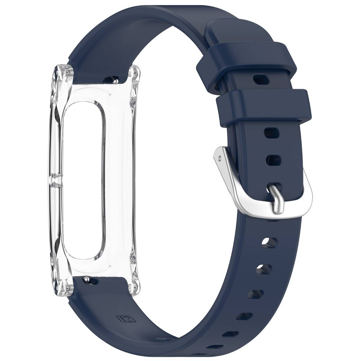 Split DIY Silikon+PC Schutzhülle und Pin-Buckle Armband – Anpassbar, schützend, kompatibel mit Google Fitbit Air Dark Blue