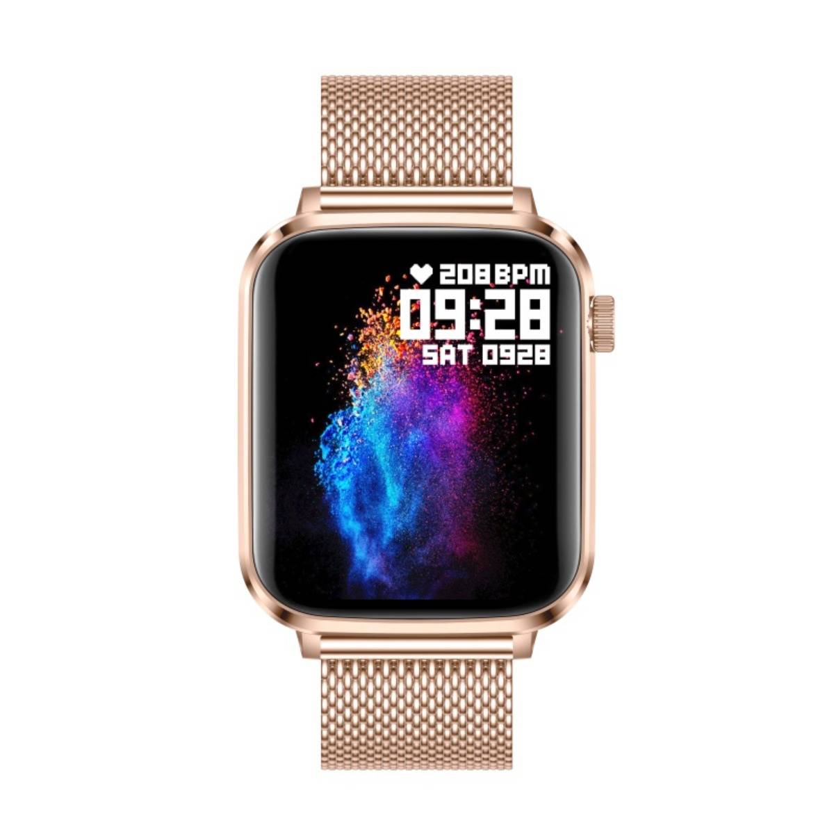 V82 Smartwatch mit Metallarmband, 1.85 inch HD-Bildschirm, Bluetooth 5.0 BLE und Bluetooth-Anrufunterstützung Pink