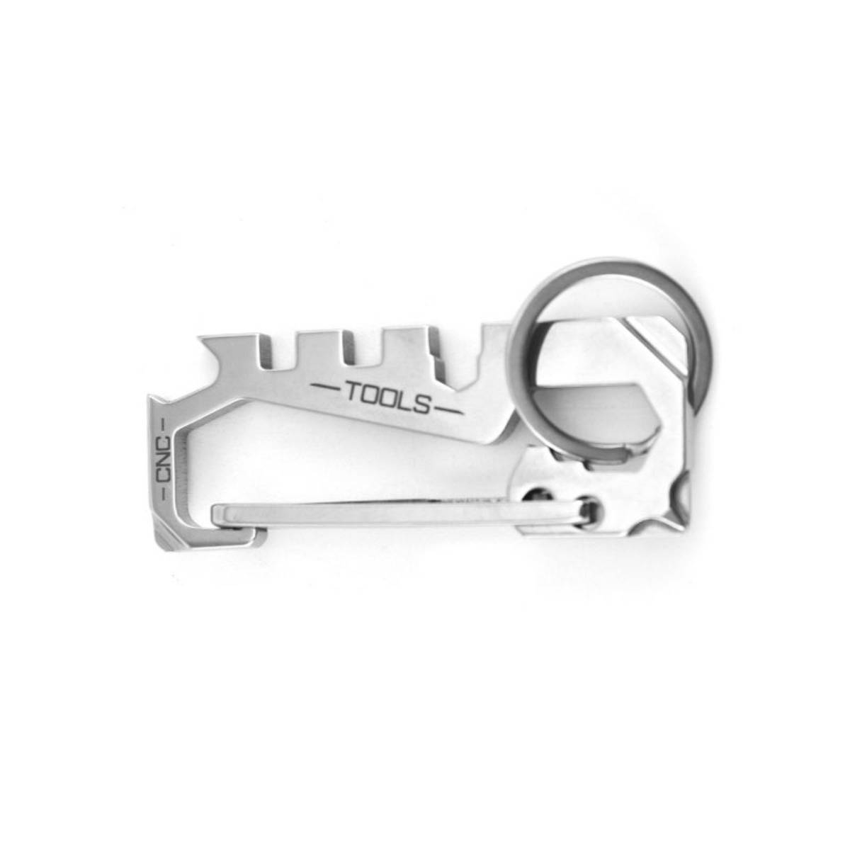 Edelstahl 12-in-1 Multitool Schlüsselanhänger mit Karabiner – Silber, kompakt für Outdoor &amp; Auto