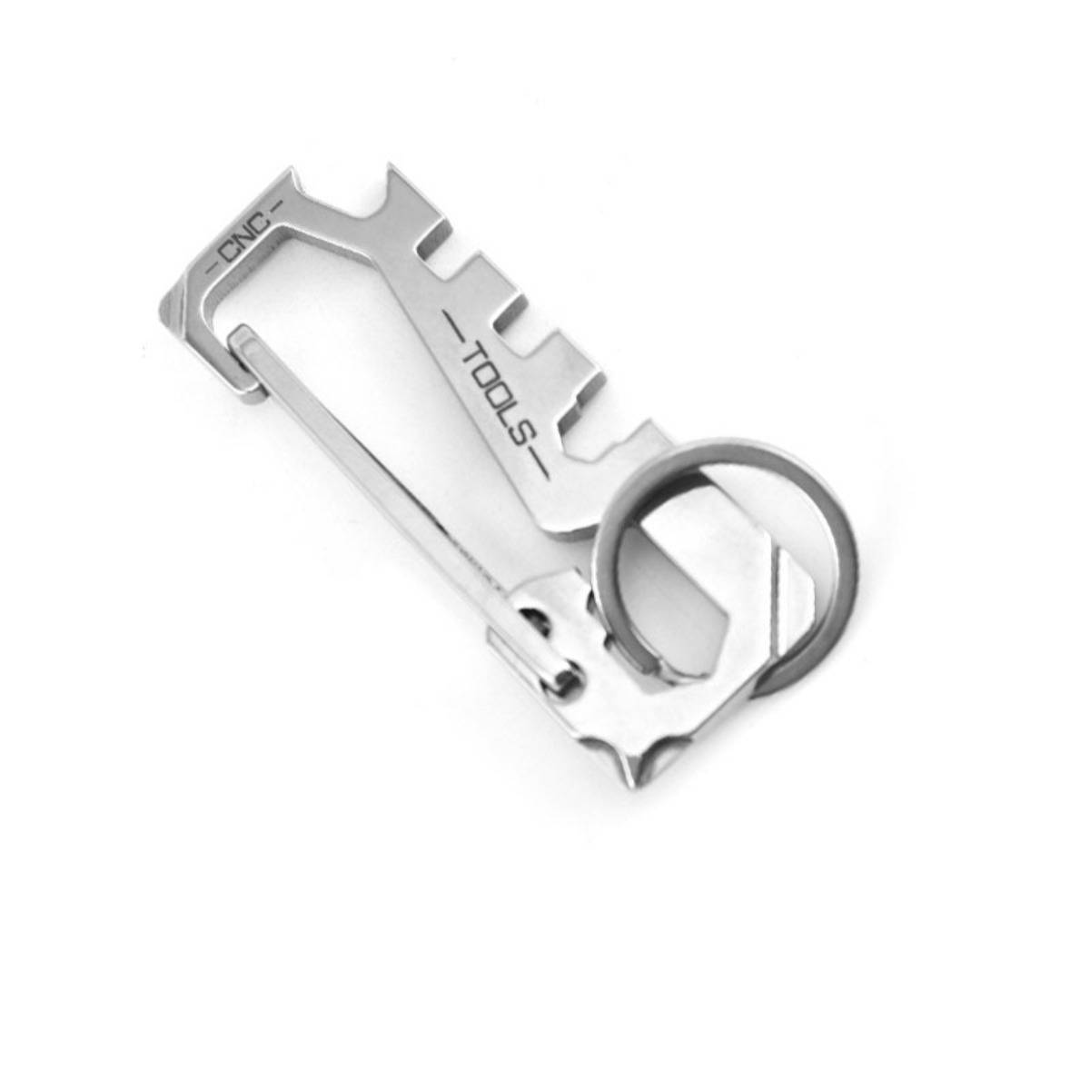 Edelstahl 12-in-1 Multitool Schlüsselanhänger mit Karabiner – Silber, kompakt für Outdoor &amp; Auto