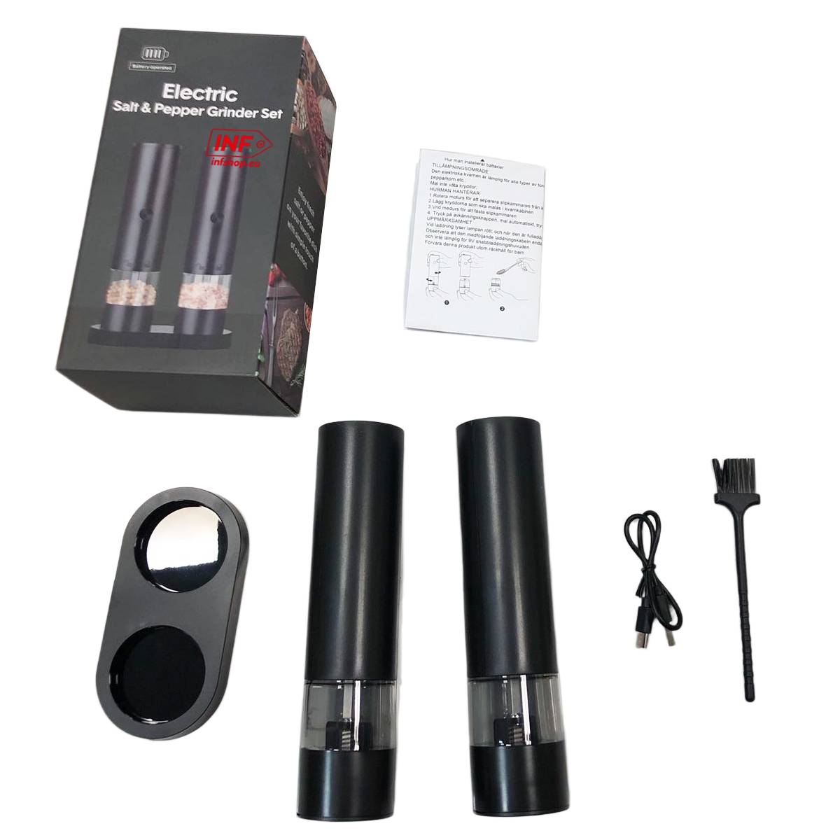 Elektrisches Pfeffermühlen-Set - Wiederaufladbare Salz- und Pfeffermühle mit Keramikmahlwerk - 2er-Pack