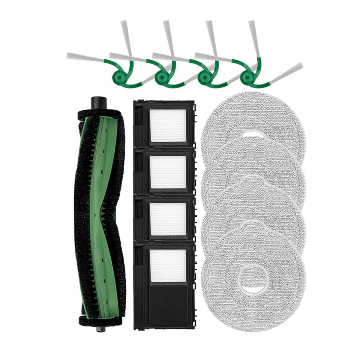 Ersatzteil-Kit kompatibel mit iRobot Roomba Plus 415 Combo — Hauptbürste, Seitenbürsten, Filter und Wischtücher