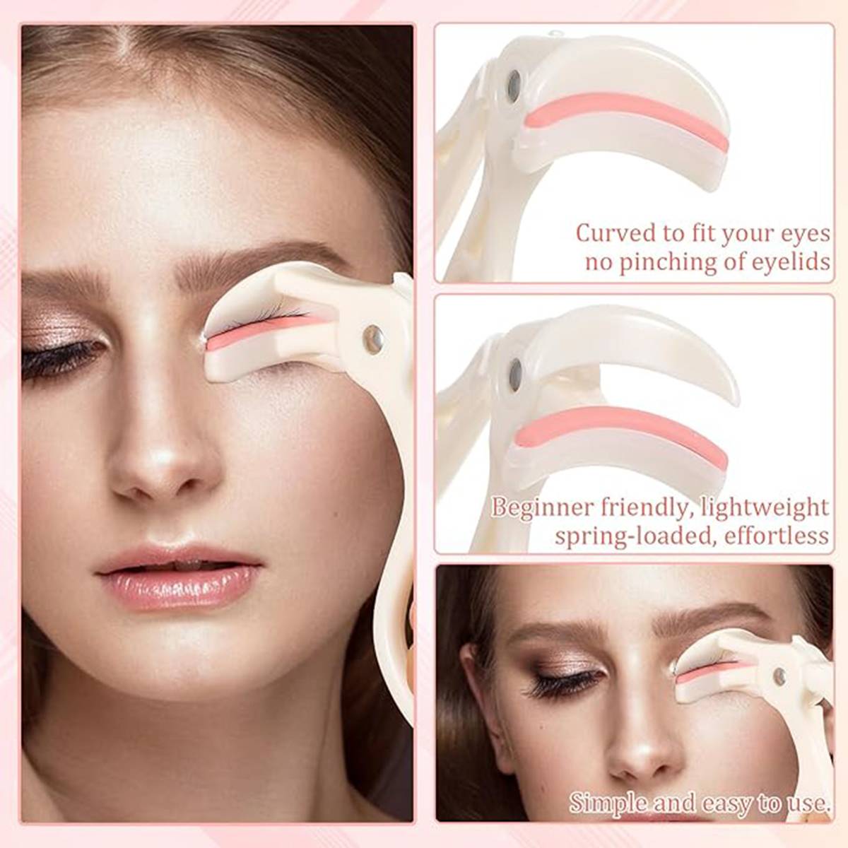 Teilweise Wimpernzange - Mini tragbare Off-White Zange für präzisen Schwung, Pad-Farbe zufällig, ideal für Anfänger Modell 2