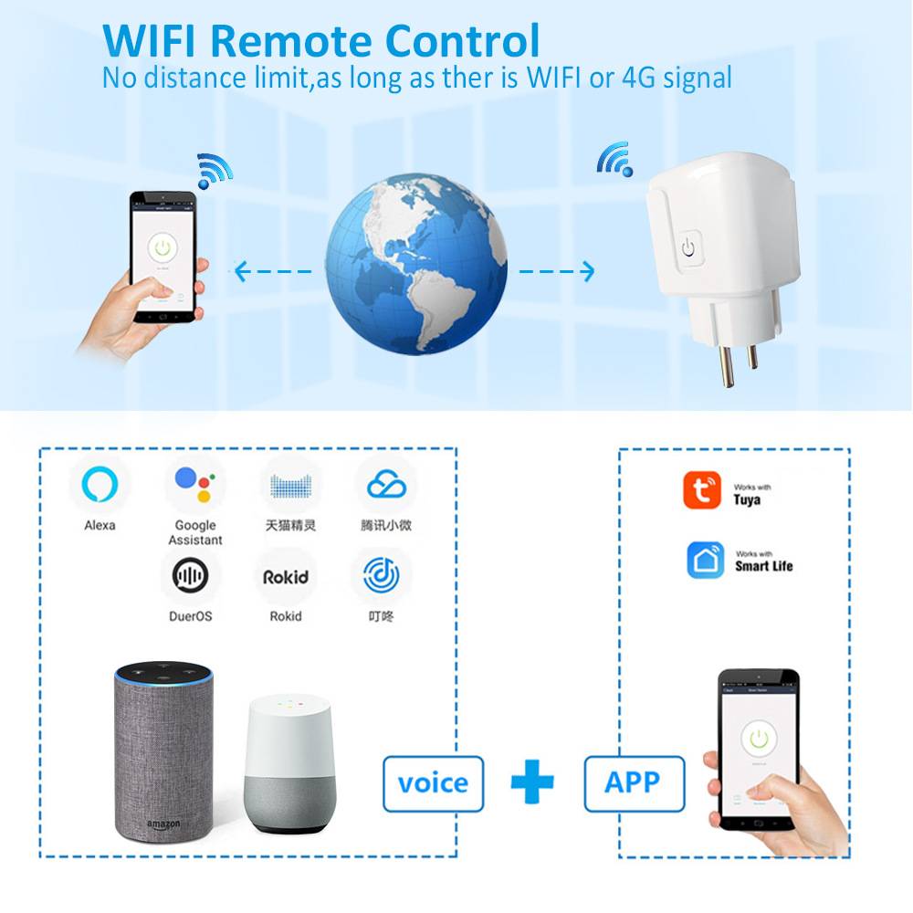 Tuya WiFi Smart Plug EU-Standard 16A 4er-Pack