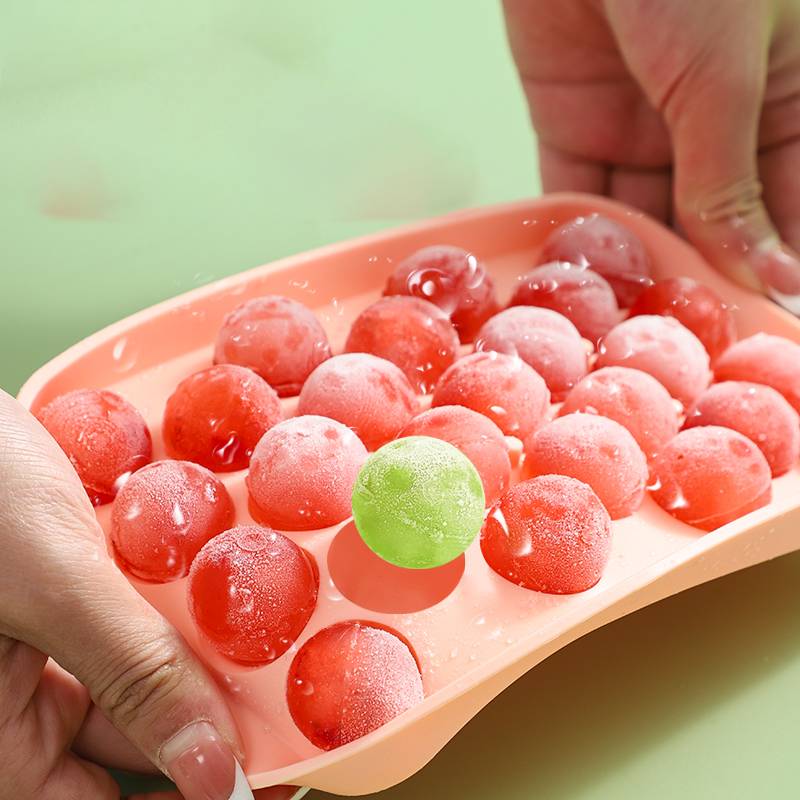 Eisformkugeln aus Silikon mit Deckel Pink