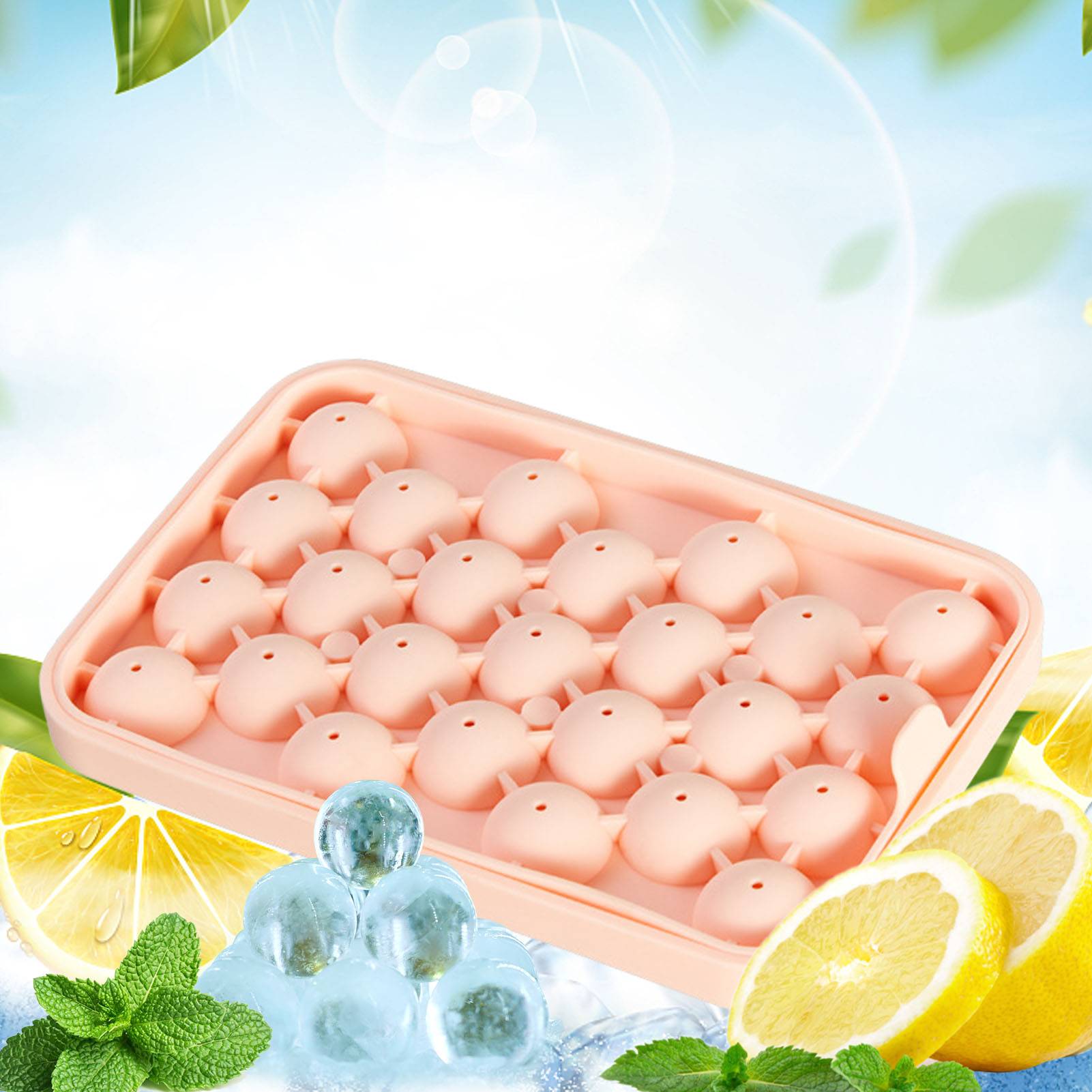 Eisformkugeln aus Silikon mit Deckel Pink