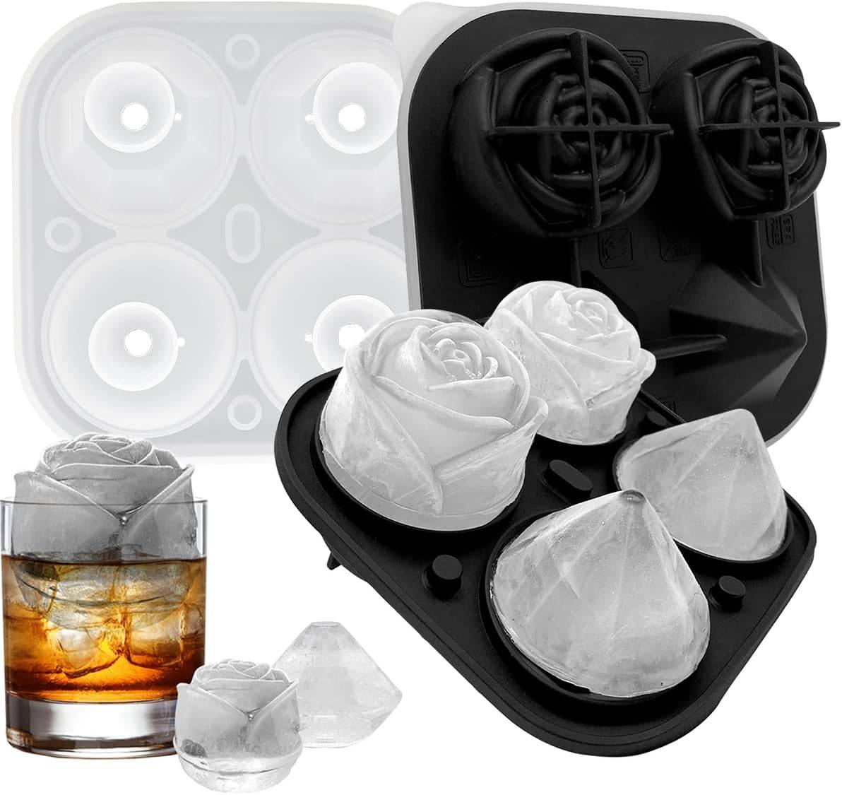 Eisformen aus Silikon - Diamant- und Rosenformen Black