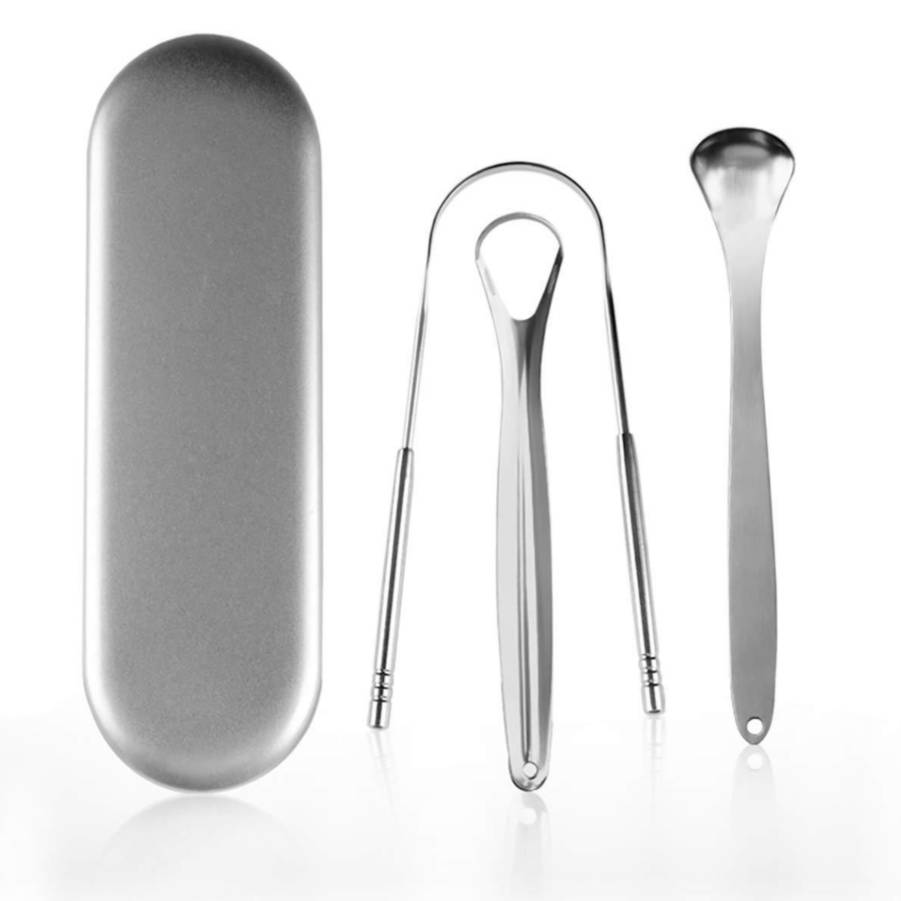 Zungenschaber aus Edelstahl im 3er-Pack Silver